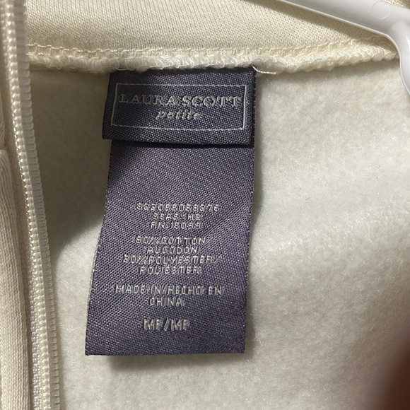 Laura Scott Cream applique 1/4 zip Pullover - Picture 5 of 7